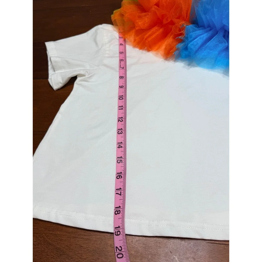 Queen of Sparkles Womens Tulle Ruffle Top M White Rainbow One Shoulder Party - Picture 6 of 6